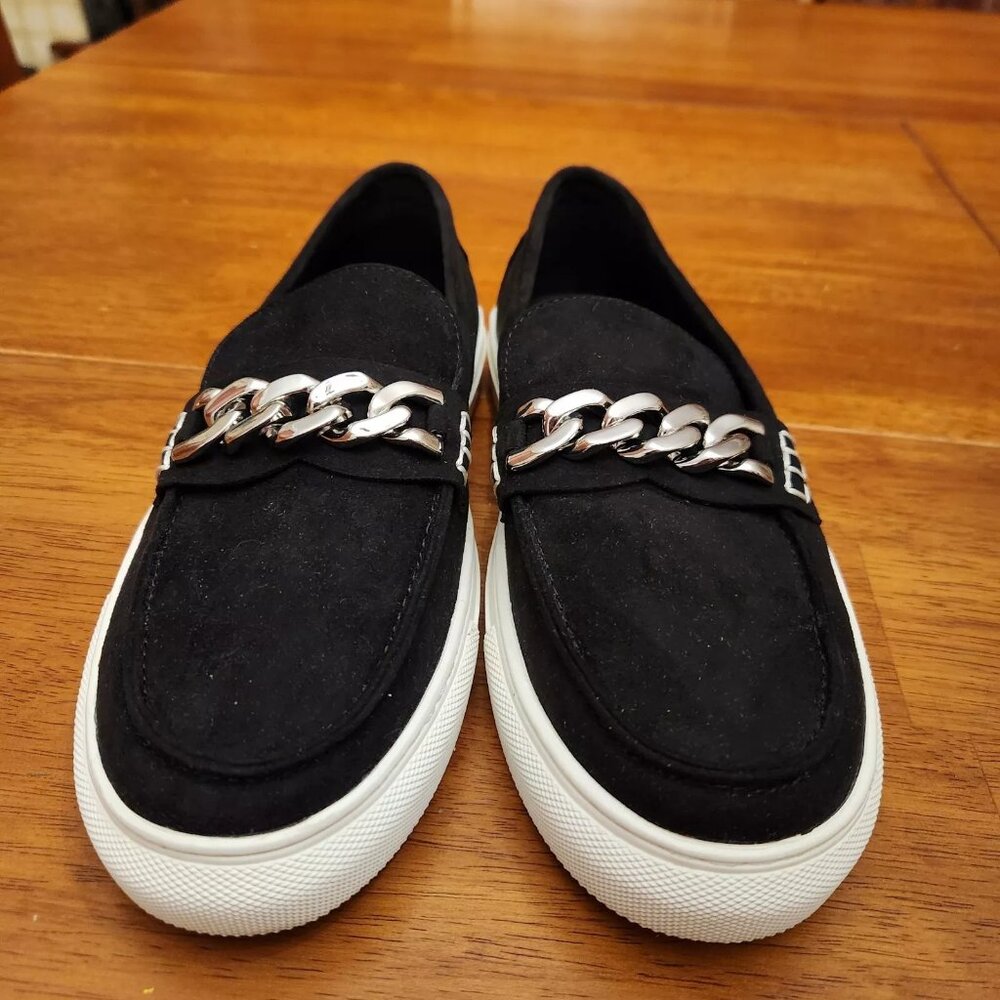 Urban Sport J Slides Black Chain Hardware Loafer Sneaker Black Size 8.5 Wide